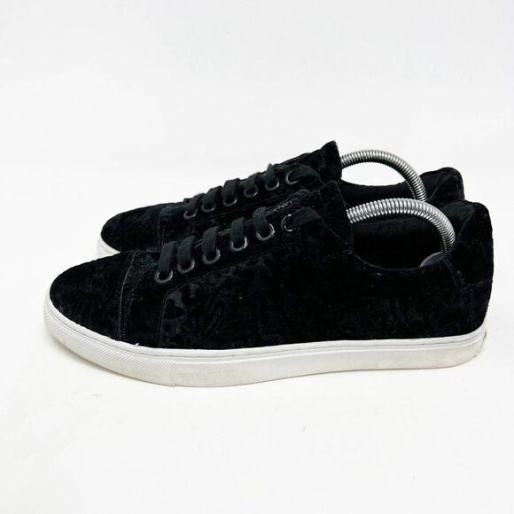 Rebecca Minkoff Womens Black Lace Up Bleecer Too Velvet Sneaker Shoes Size 10 M - Picture 2 of 8